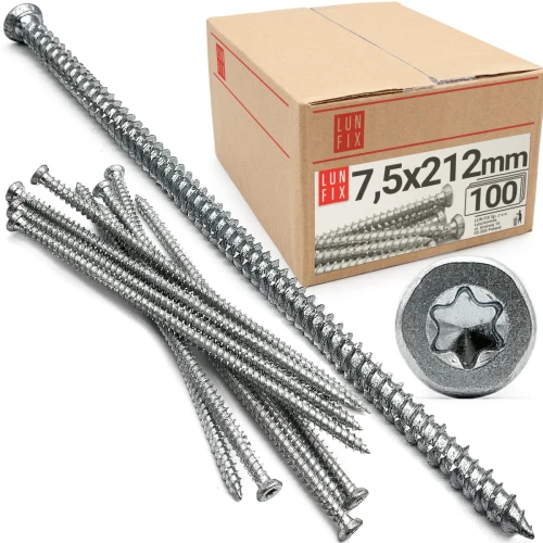 Rahmenschraube 7,5x212 mm Fensterrahmenschrauben Senkkopf 100 Stück