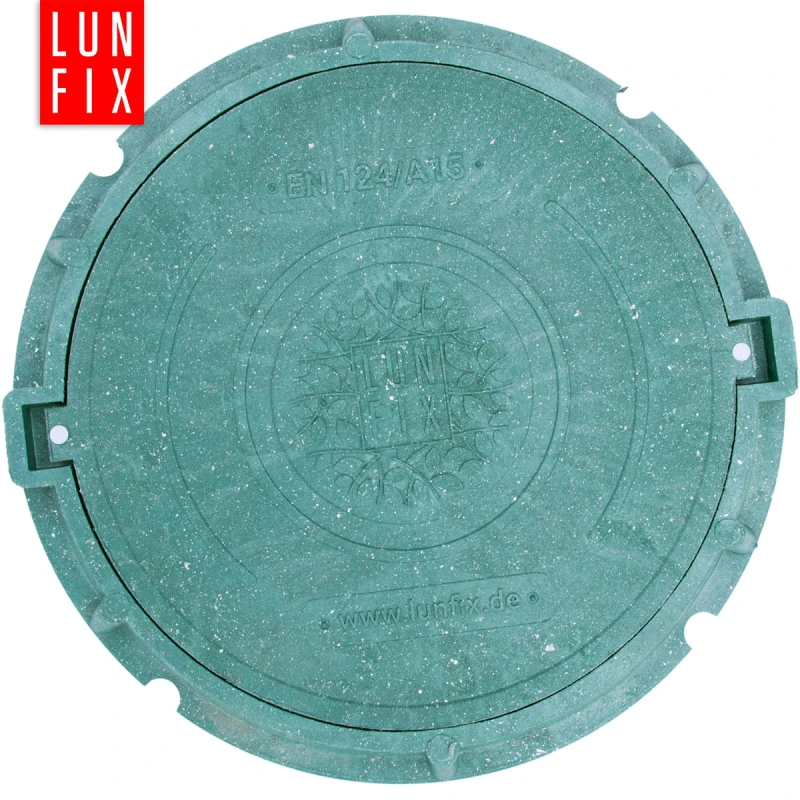 Kanaldeckel Schachtabdeckung mit Flanschrahmen DN 600 mm A15 1,5t ‎Grün