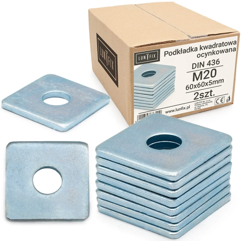 Quadratische Unterlegscheibe M20 60x60x5,0mm - DIN 4362 Stck.