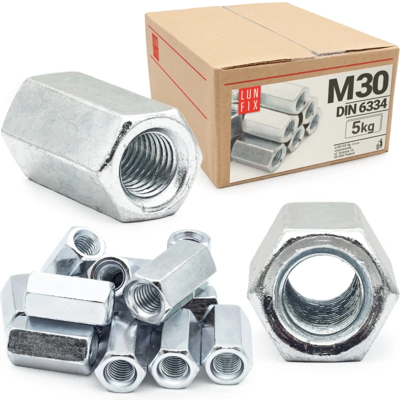 Gewindemuffe M30 DIN 6334 Sechskant Langmutter 5 kg