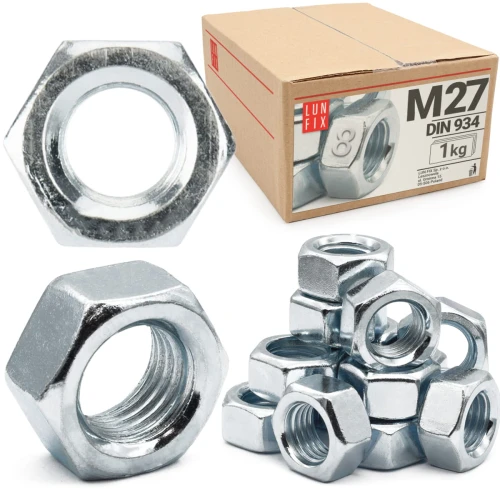 Sechskantmutter M27 - 1 Kg (ca.7 Stk.) Festigkeit 8 Verzinkter Stahl, Regelgewinde DIN 934