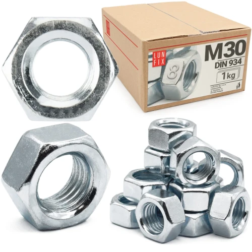 Sechskantmutter M30 - 1 Kg (ca.5 Stk.) Festigkeit 8 Verzinkter Stahl, Regelgewinde DIN 934