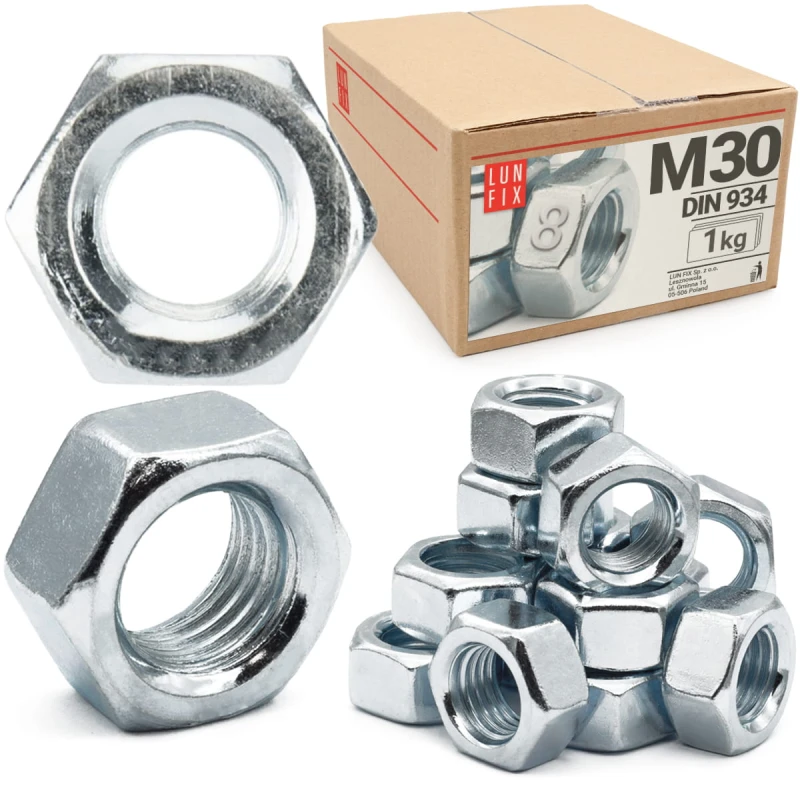 Sechskantmutter M30 - 1 Kg (ca.5 Stk.) Festigkeit 8 Verzinkter Stahl, Regelgewinde DIN 934