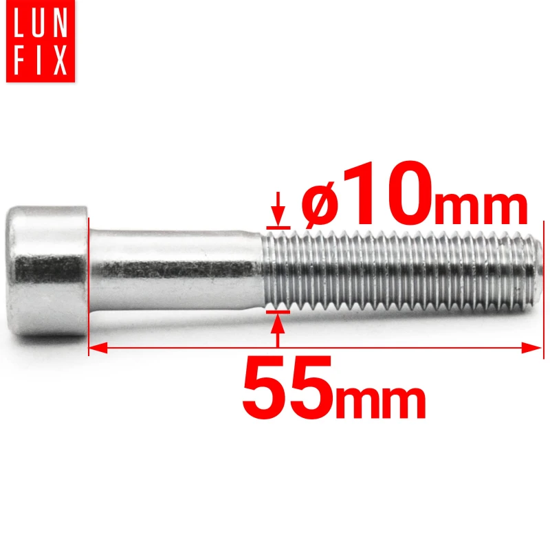 Zylinderkopfschrauben mit Innensechskant M10x55 mm Teilgewinde Festigkeitsklasse 8.8 1kg (21 Stk.) DIN 912