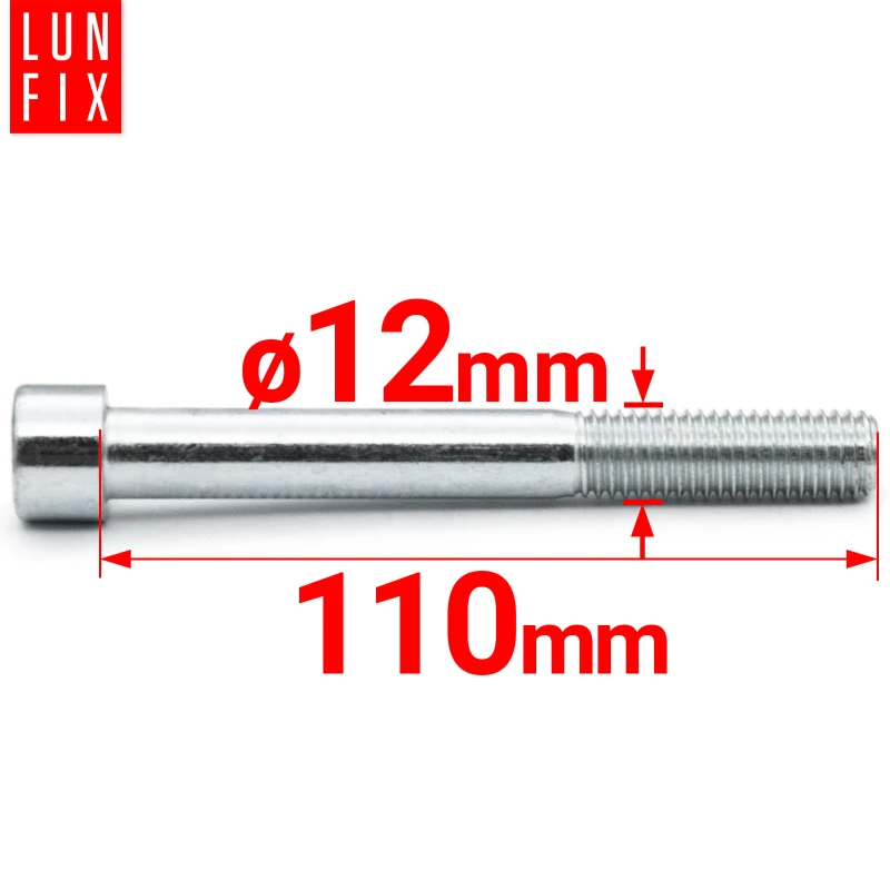 Zylinderkopfschrauben mit Innensechskant M12x110 mm Teilgewinde Festigkeitsklasse 8.8 1kg DIN 912