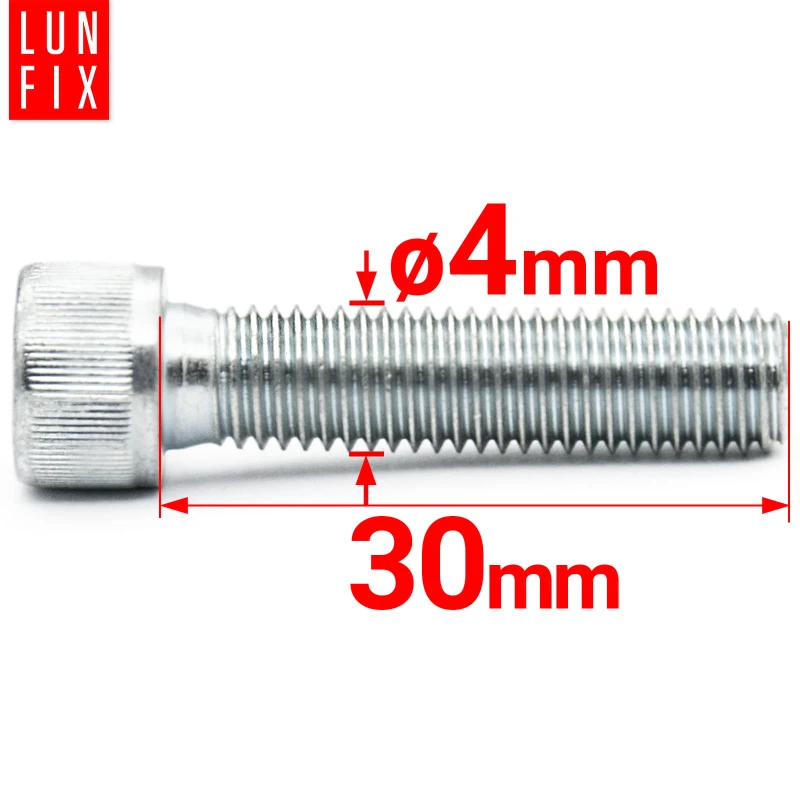 Zylinderkopfschrauben mit Innensechskant M4x30 mm Festigkeitsklasse 8.8 1kg (275 Stk.) bis Kopf DIN 912
