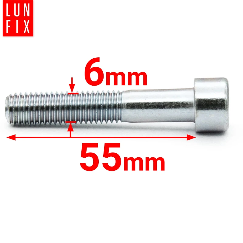 Zylinderkopfschrauben mit Innensechskant M6x55 mm Teilgewinde Festigkeitsklasse 8.8 1kg (120Stk.) DIN 912