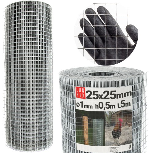 Volierendraht Hühnerdraht Verzinkt H50cm L5m Maschenweite 25x25mm Ø1mm