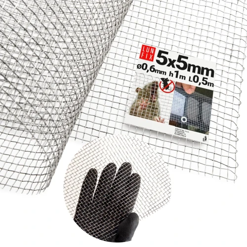 Edelstahlgitter 5x5mm AISI 304 ø0,6mm H1m L0,5m