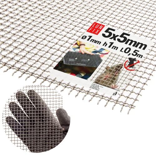 Edelstahlgitter 5x5mm AISI 304 ø1mm H1m L0,5m