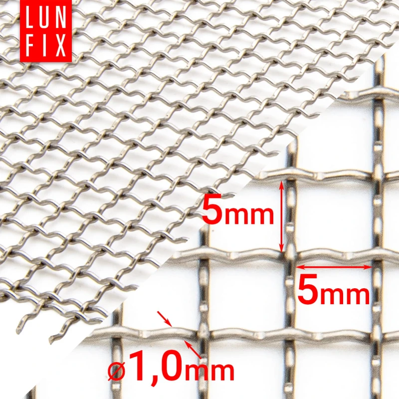 Edelstahlgitter 5x5mm AISI 304 ø1mm H1m L0,5m