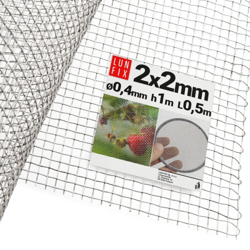 Edelstahlgitter 2x2mm AISI 304 ø0,4mm H1m L0,5m