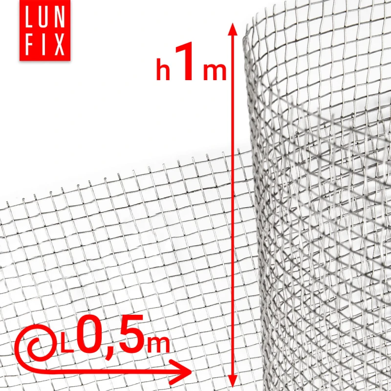 Edelstahlgitter 2x2mm AISI 304 ø0,4mm H1m L0,5m