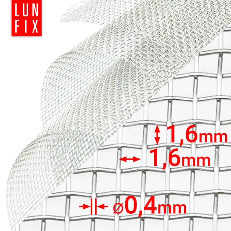 Feinmaschig Verzinkt 1,6x1,6mm ø0,4 H1m L50cm