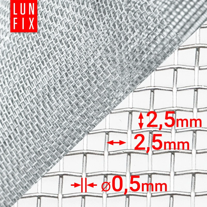 Feinmaschig Verzinkt 2,5x2,5mm ø0,4 H1m L50cm