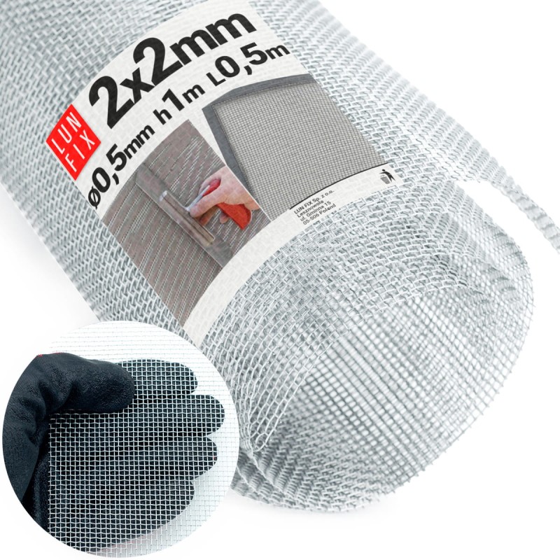 Siatka tkana ocynkowana 2x2mm fi 0,5 h/1m 0,5m2