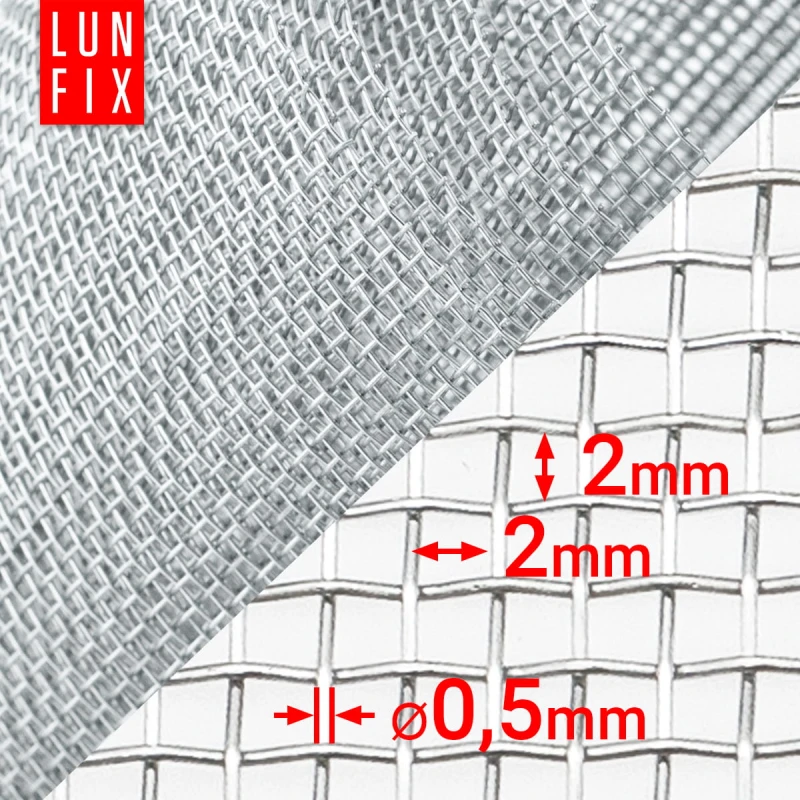 Feinmaschig Verzinkt 2x2mm ø0,5 H1m L50cm