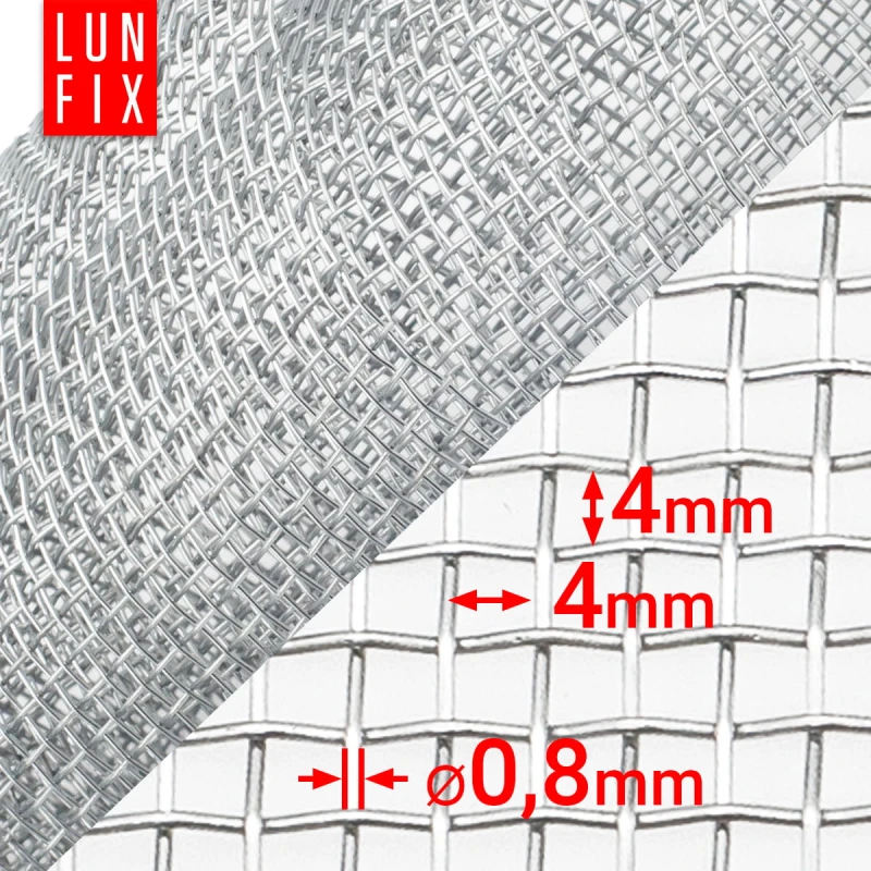 Feinmaschig Verzinkt 4x4mm ø0,4 H1m L50cm