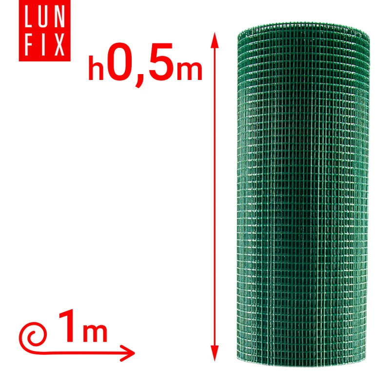 Geschweißtes Gartengitter Grün Verzinkt PVC H0,5m L1m Maschenweite 13x13mm Ø1,2mm