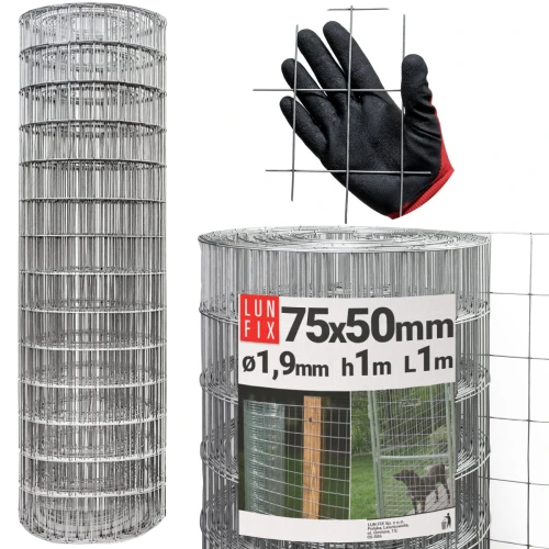 Geschweißter Verzinkt Maschendraht H1m L1m Maschenweite 75x50mm Ø1,9mm