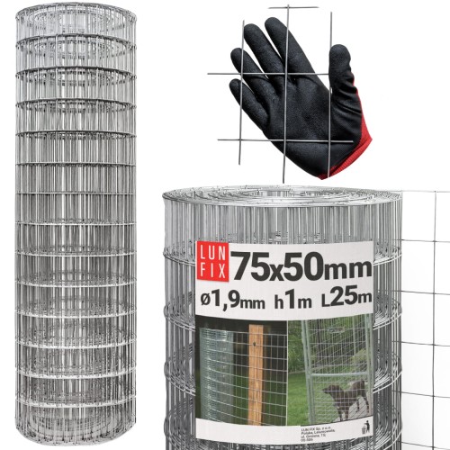 Geschweißter Verzinkt Maschendraht H1m L25m Maschenweite 75x50mm Ø1,9mm
