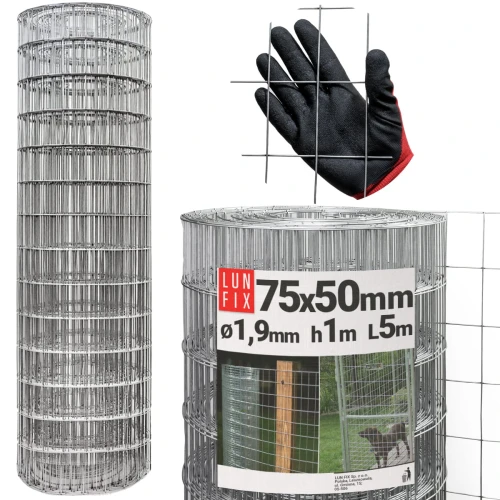 Geschweißter Verzinkt Maschendraht H1m L5m Maschenweite 75x50mm Ø1,9mm
