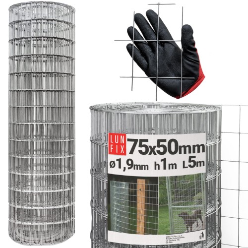 Geschweißter Verzinkt Maschendraht H1m L5m Maschenweite 75x50mm Ø1,9mm