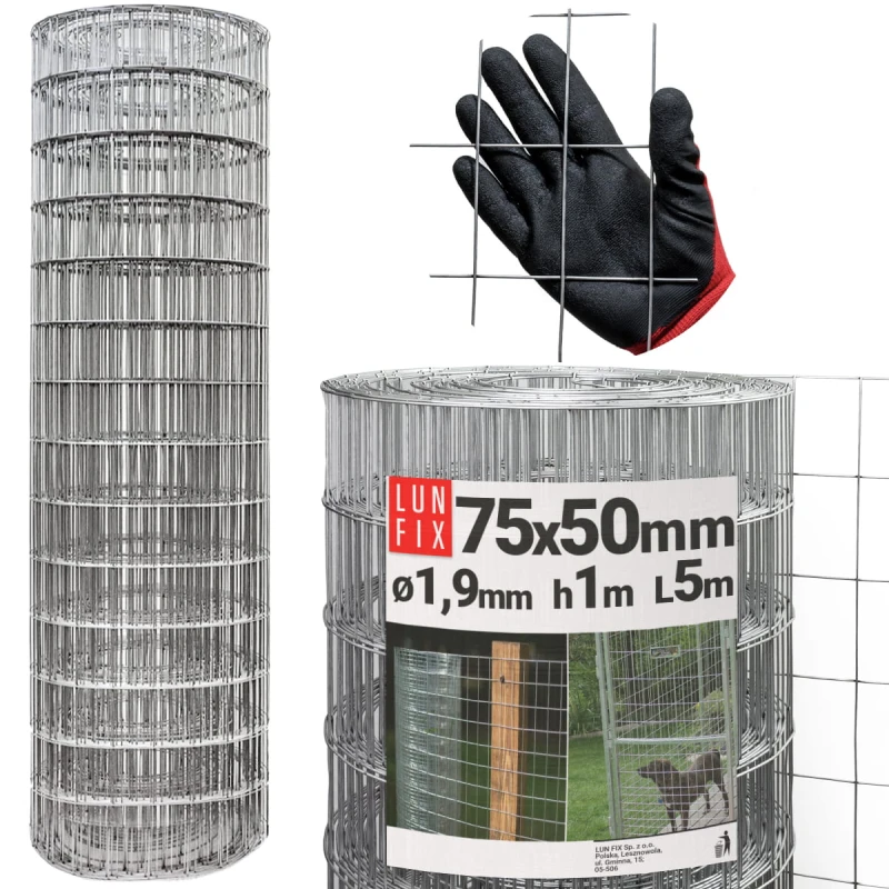 Geschweißter Verzinkt Maschendraht H1m L5m Maschenweite 75x50mm Ø1,9mm