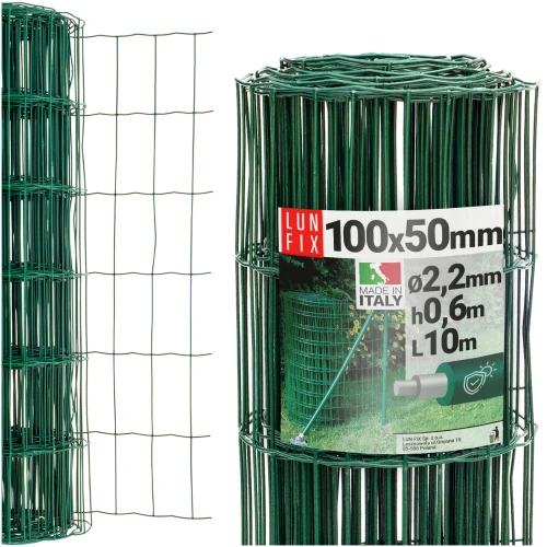 Drahtzaun Gartenzaun Grün H0,6m L10m Maschenweite 100x50mm Ø2,2mm
