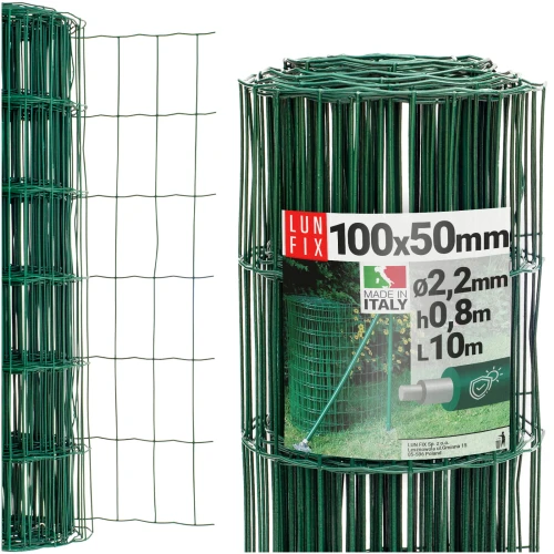 Drahtzaun Gartenzaun Grün H0,8m L10m Maschenweite 100x50mm Ø2,2mm