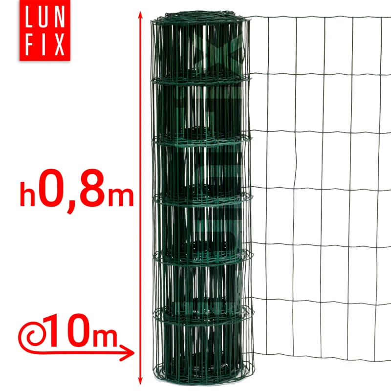 Drahtzaun Gartenzaun Grün H0,8m L10m Maschenweite 100x50mm Ø2,2mm