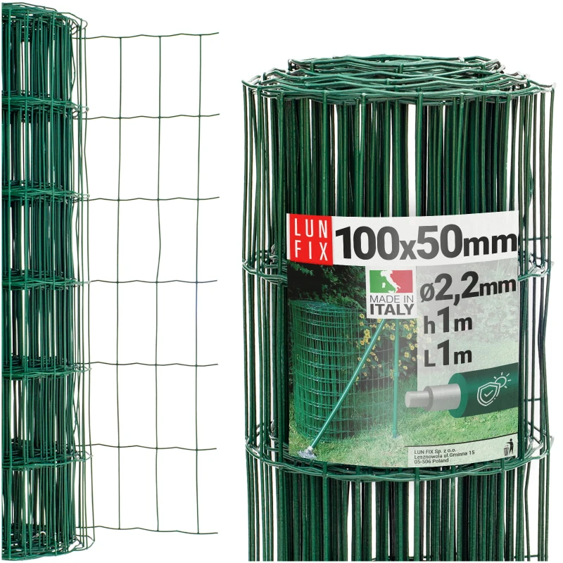 Drahtzaun Gartenzaun Grün H1m L1m Maschenweite 100x50mm Ø2,2mm