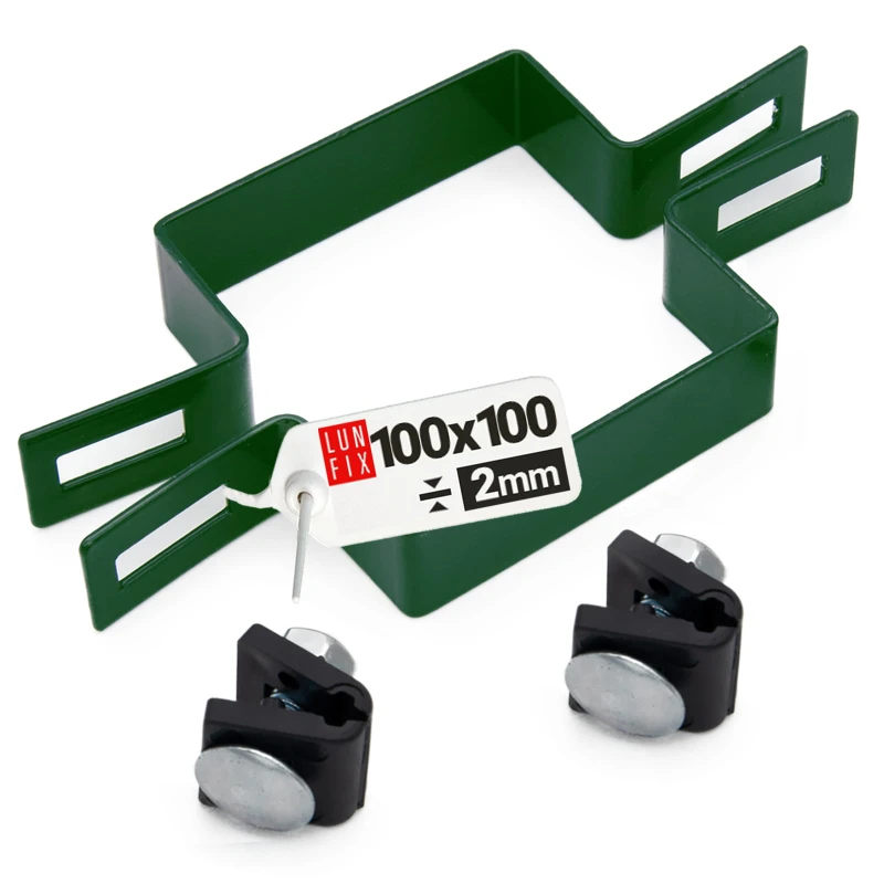 Mittelschelle Vierkant für 100x100 mm Pfosten Grün