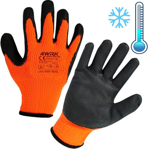Winter-Arbeitshandschuhe Baumwolle mit Latex, Größe 10 XL