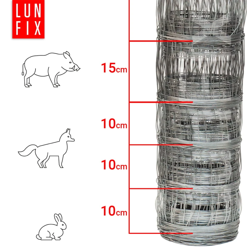 Forstzaun Wildzaun 120 cm Ø 2-1,6 mm verzinkt 50 lfm + 100 Stück Krampen gratis!
