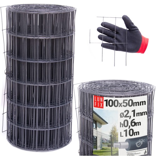 Drahtzaun Gartenzaun Anthrazit H60cm L20m Maschenweite 100x50mm Ø2,5mm