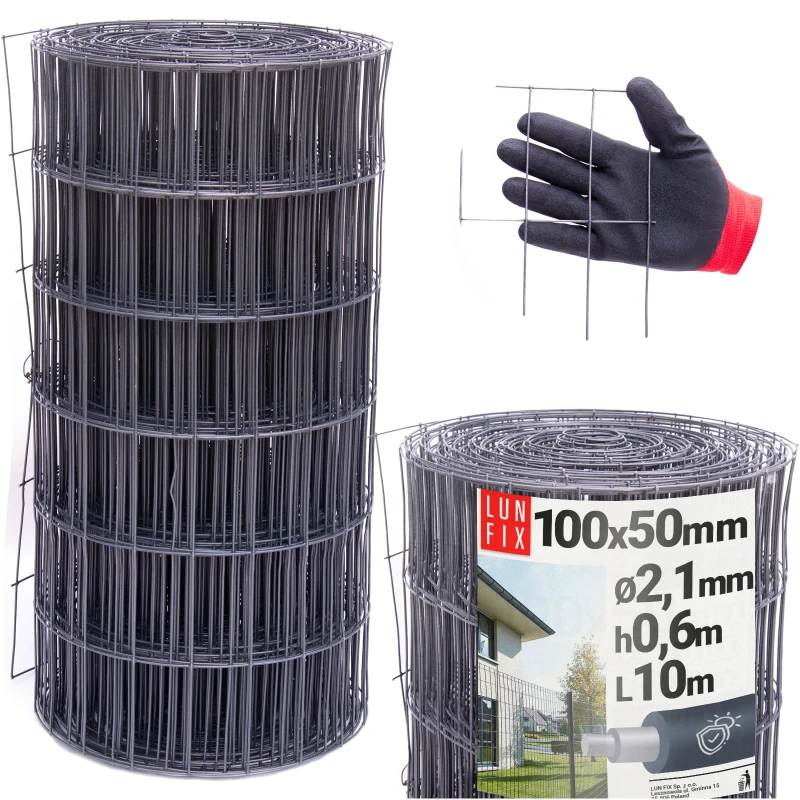 Drahtzaun Gartenzaun Anthrazit H60cm L20m Maschenweite 100x50mm Ø2,5mm