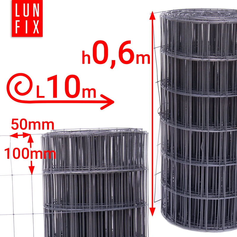 Drahtzaun Gartenzaun Anthrazit H60cm L20m Maschenweite 100x50mm Ø2,5mm