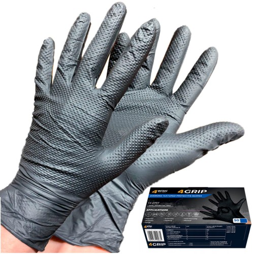 Puderfreie Nitril-Arbeitshandschuhe Größe 11 XXL Schwarz 50 stk (25 paar)
