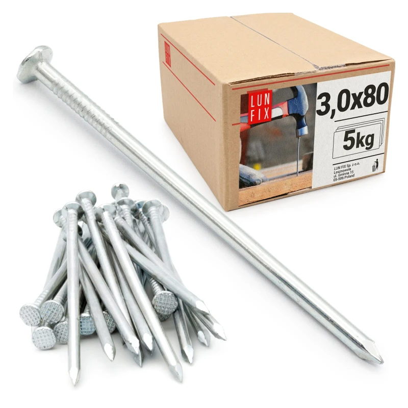 Stahlnägel 3x80 5kg (1150 stück) Verzinkter