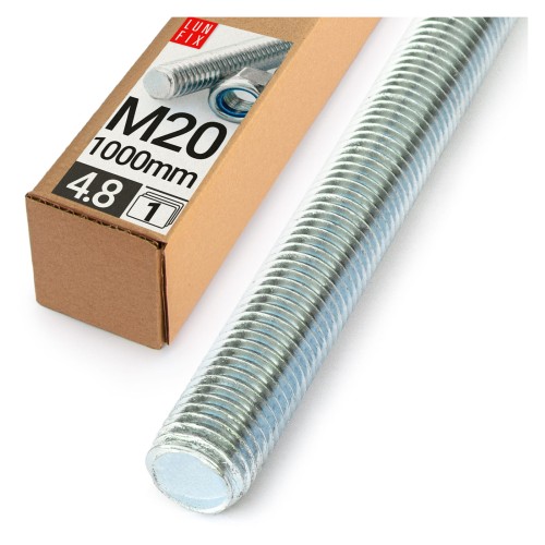 Gewindestange M20 x 1000 mm, 1 Stück | Festigkeitsklasse 4.8 | DIN 975