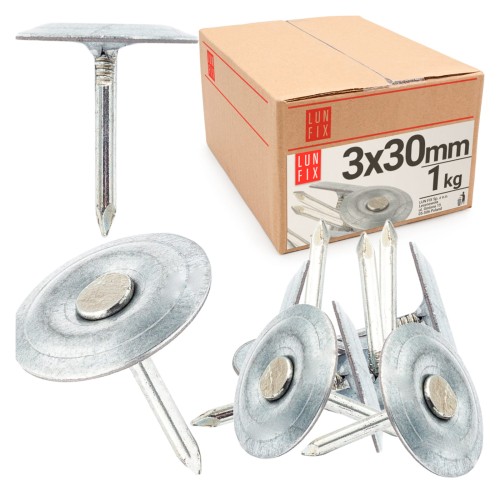 Dachnägel mit Unterlegscheibe 3 x 30 mm - 1kg