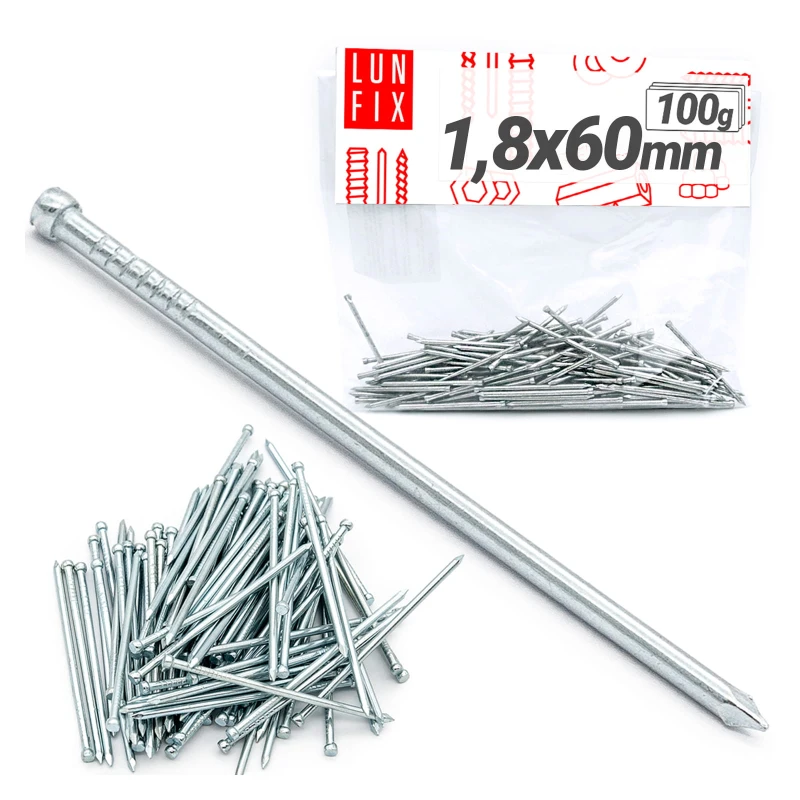 Sockelleisten Nägel 1,8x60 100g Silber Verzinkter