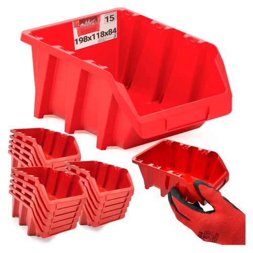 15x Stapelbox Rot 198x118x84