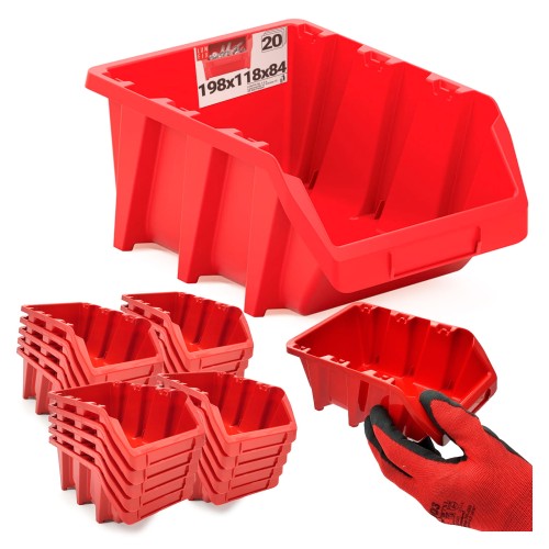 20x Stapelbox Rot 198x118x84