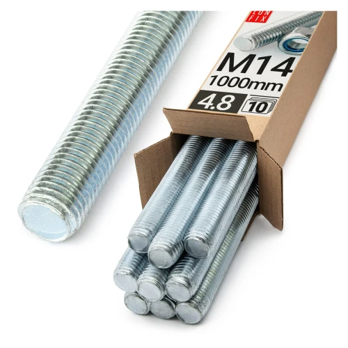 Gewindestange M14 x 1000 mm, 10 Stück | Festigkeitsklasse 4.8 | DIN 975