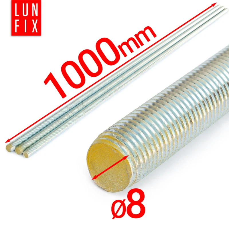 Gewindestange M8 x 1000 mm 10 Stück | Festigkeitsklasse 8.8 | DIN 975