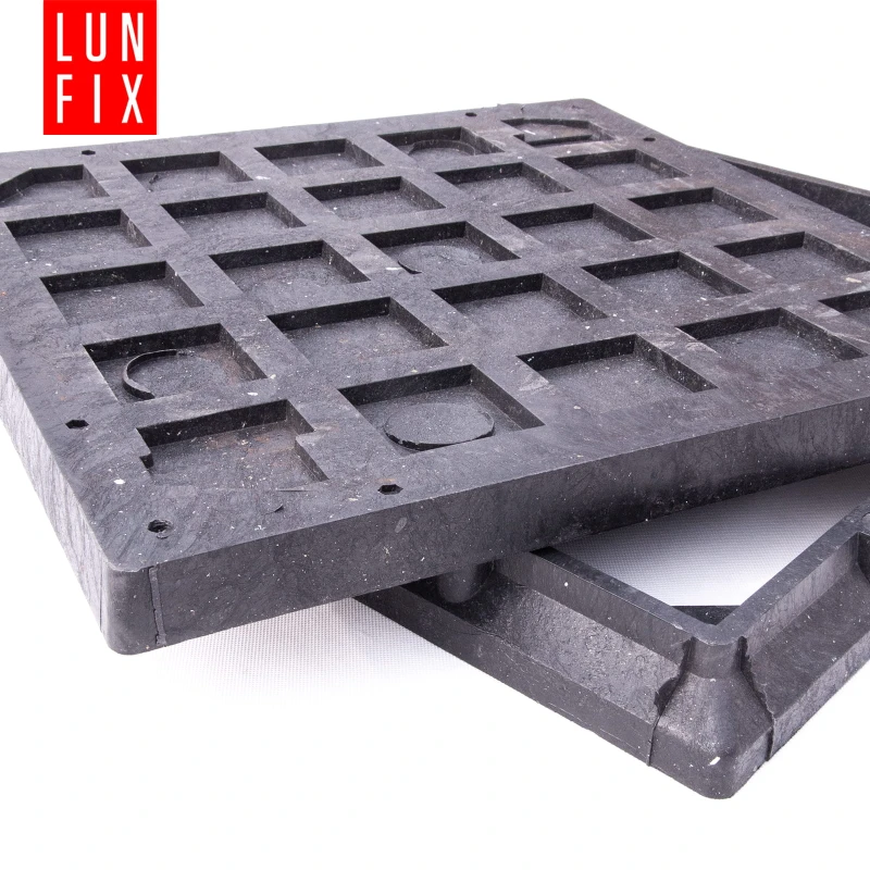 Kanaldeckel Schachtabdeckung mit Flanschrahmen 50x50cm Schwarz
