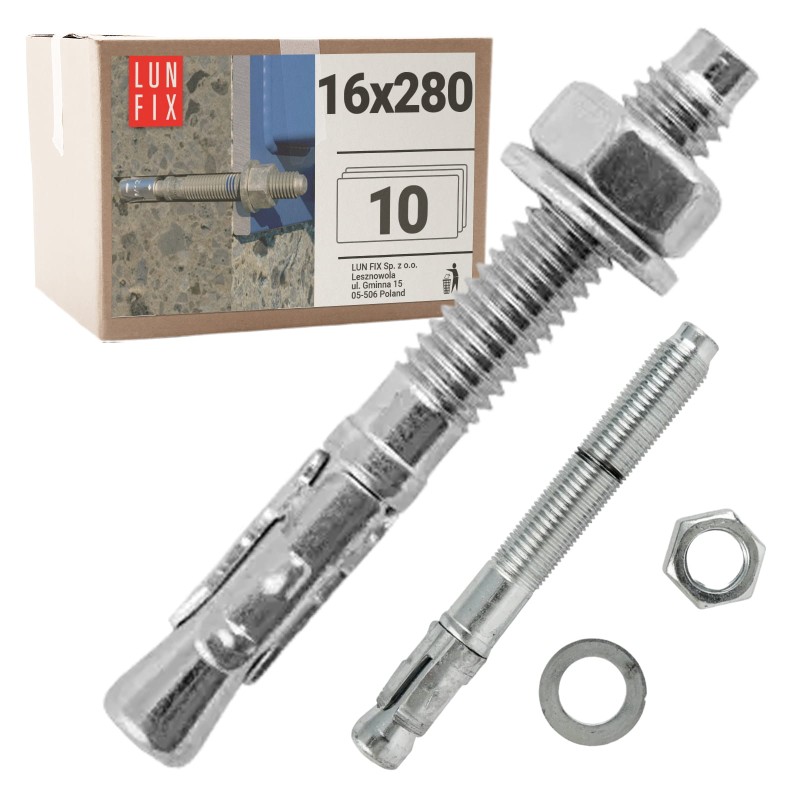 Kotwa ekspresowa do betonu M16 280mm pierścieniowa rozprężana 10szt.