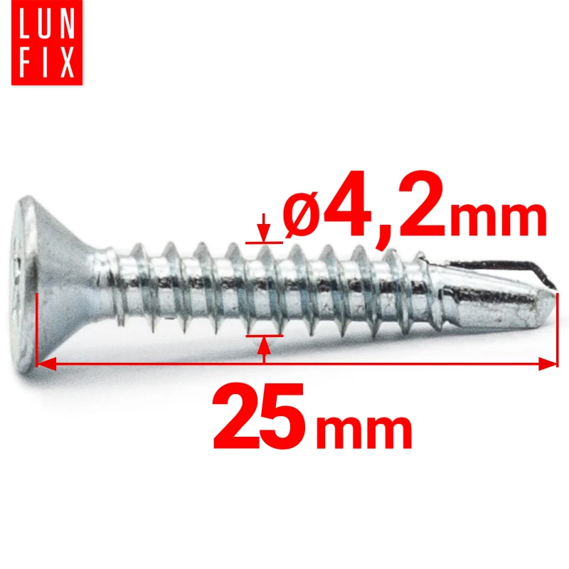 Blechschrauben mit Senkkopf 4,2 x 25 mm 500 Stück DIN7504